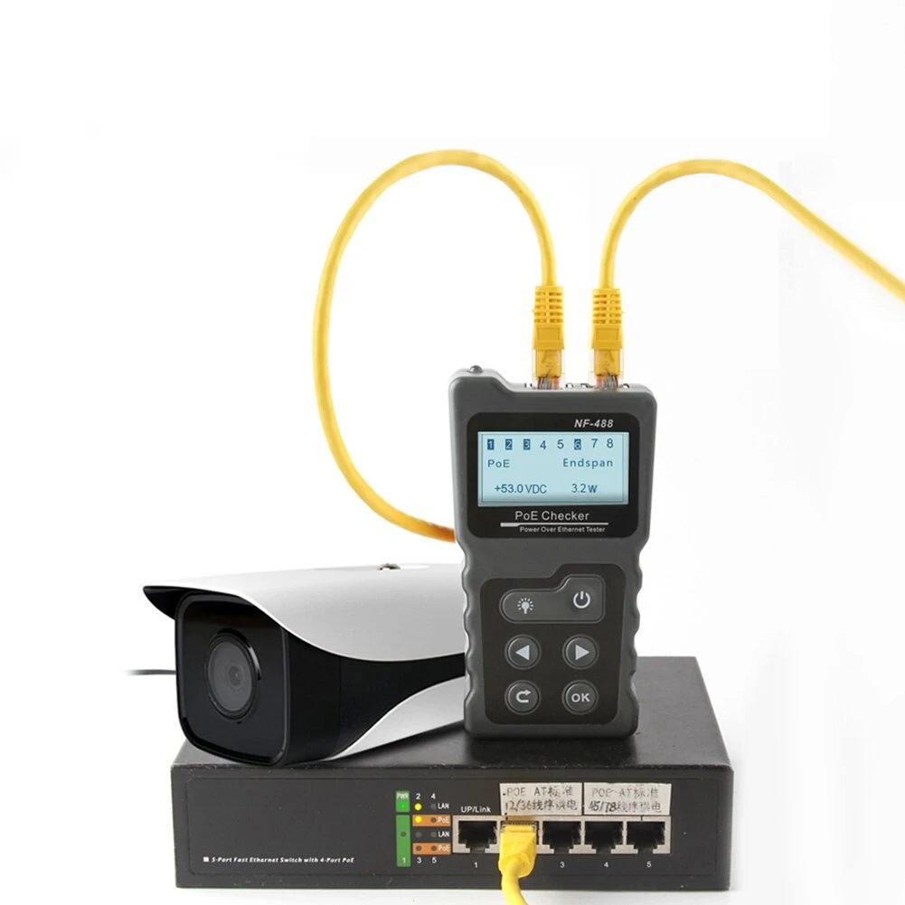 NF-488 Digital LAN Cable Tester | CAT5 CAT6 PoE Switch | LCD Display - Image 2