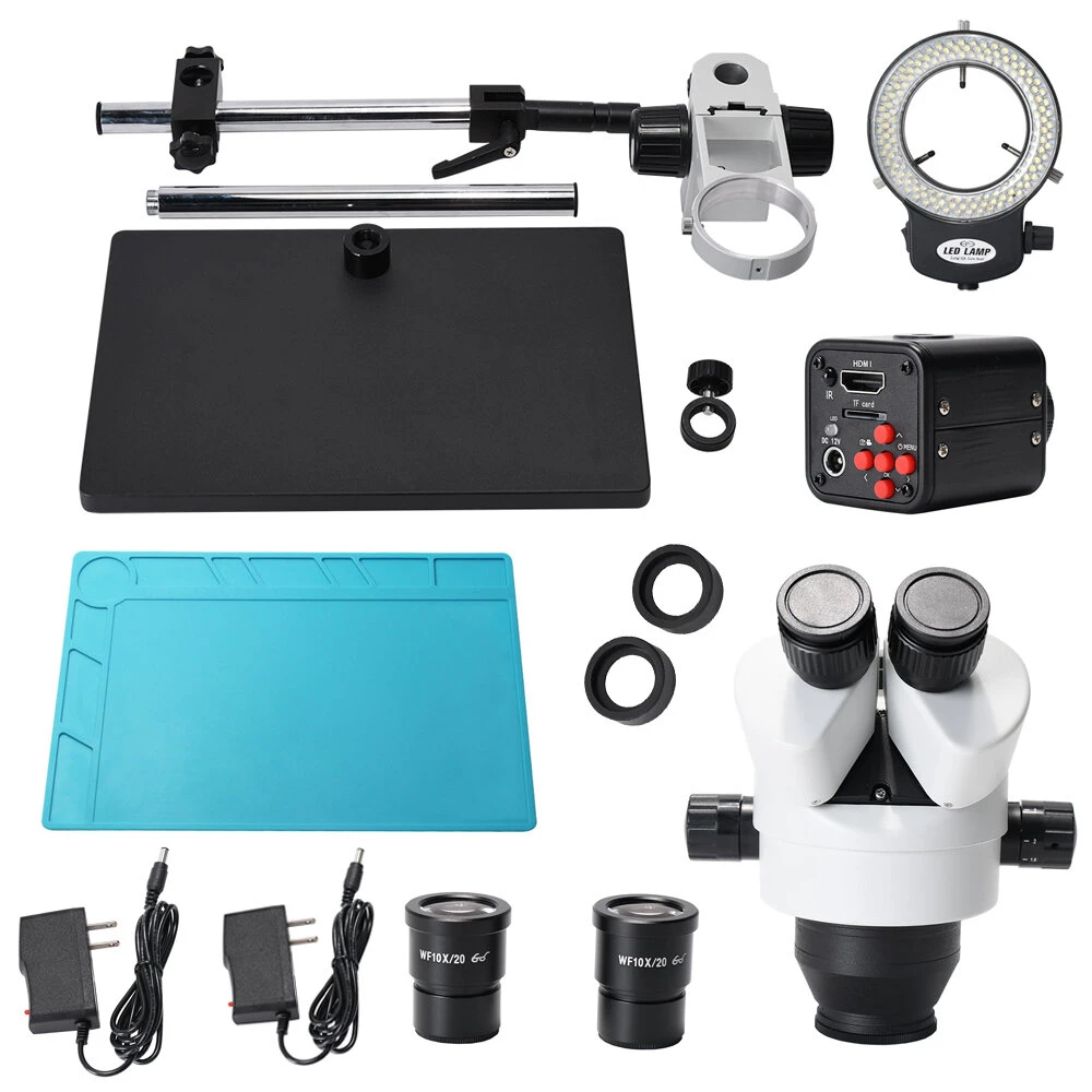 HAYEAR 7-45X Zoom Stereo Trinocular Microscope | 24MP HD Camera & 144 LED Light - Image 2