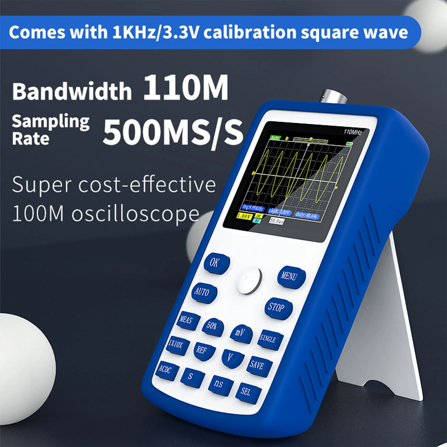 FNIRSI-1C15 Digital Oscilloscope | 110MHz Bandwidth, 500MS/s, Waveform Storage - Image 2