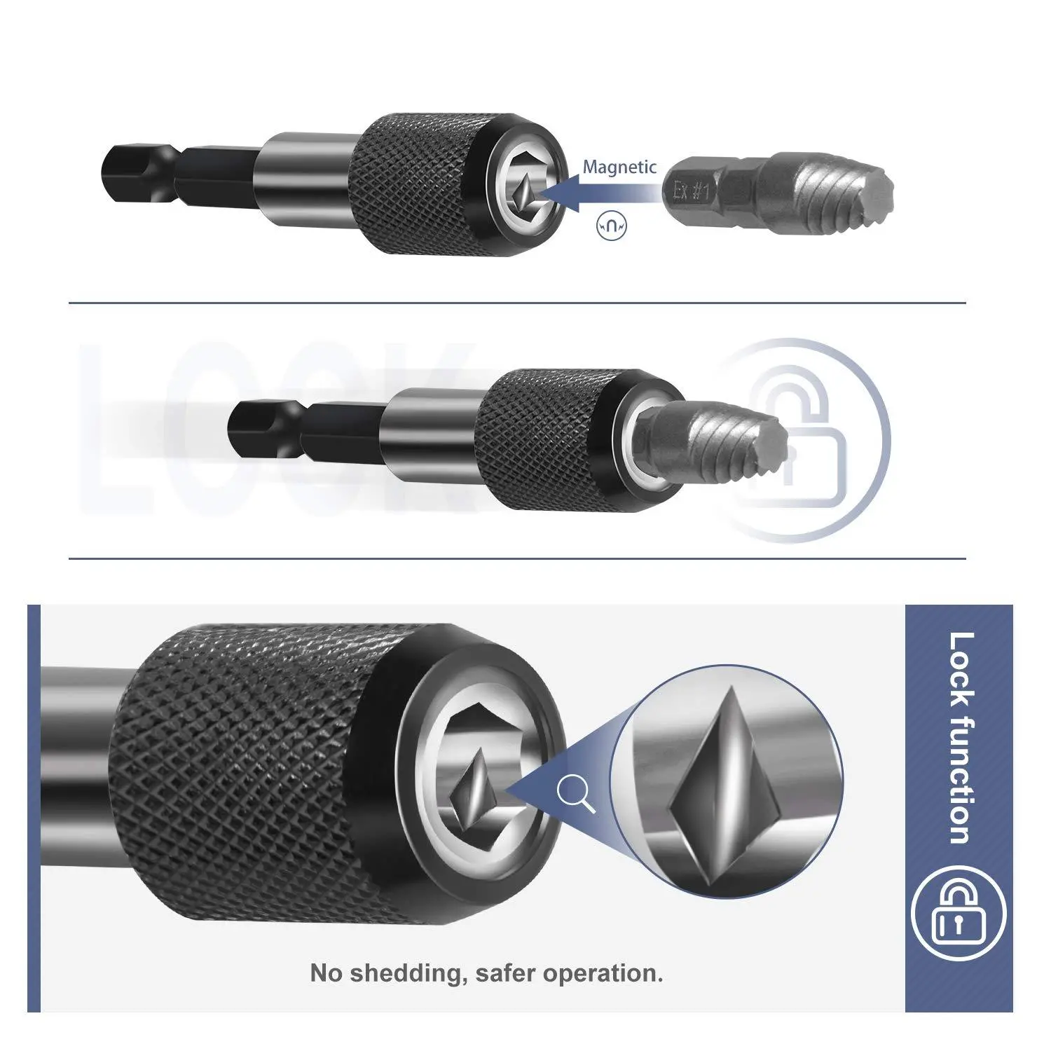Drillpro 22pcs Screw Extractor Set | HSS Broken Bolt Remover with Locking Adapter - Image 5