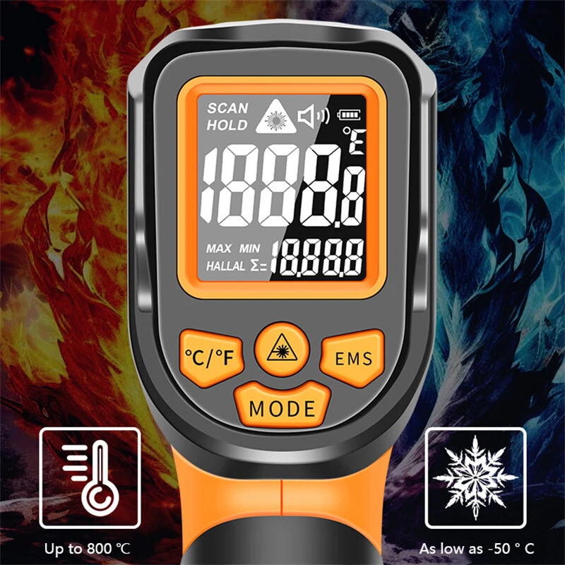CZDANG W-10 Infrared Thermometer | -50°C to 800°C | 13-Point Laser & Adjustable Emissivity - Image 4