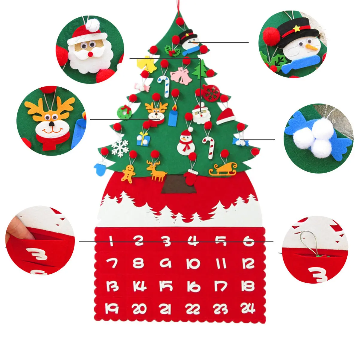 Felt DIY Christmas Tree Advent Calendar - Craft Toy & Hanging Decorations - Image 5