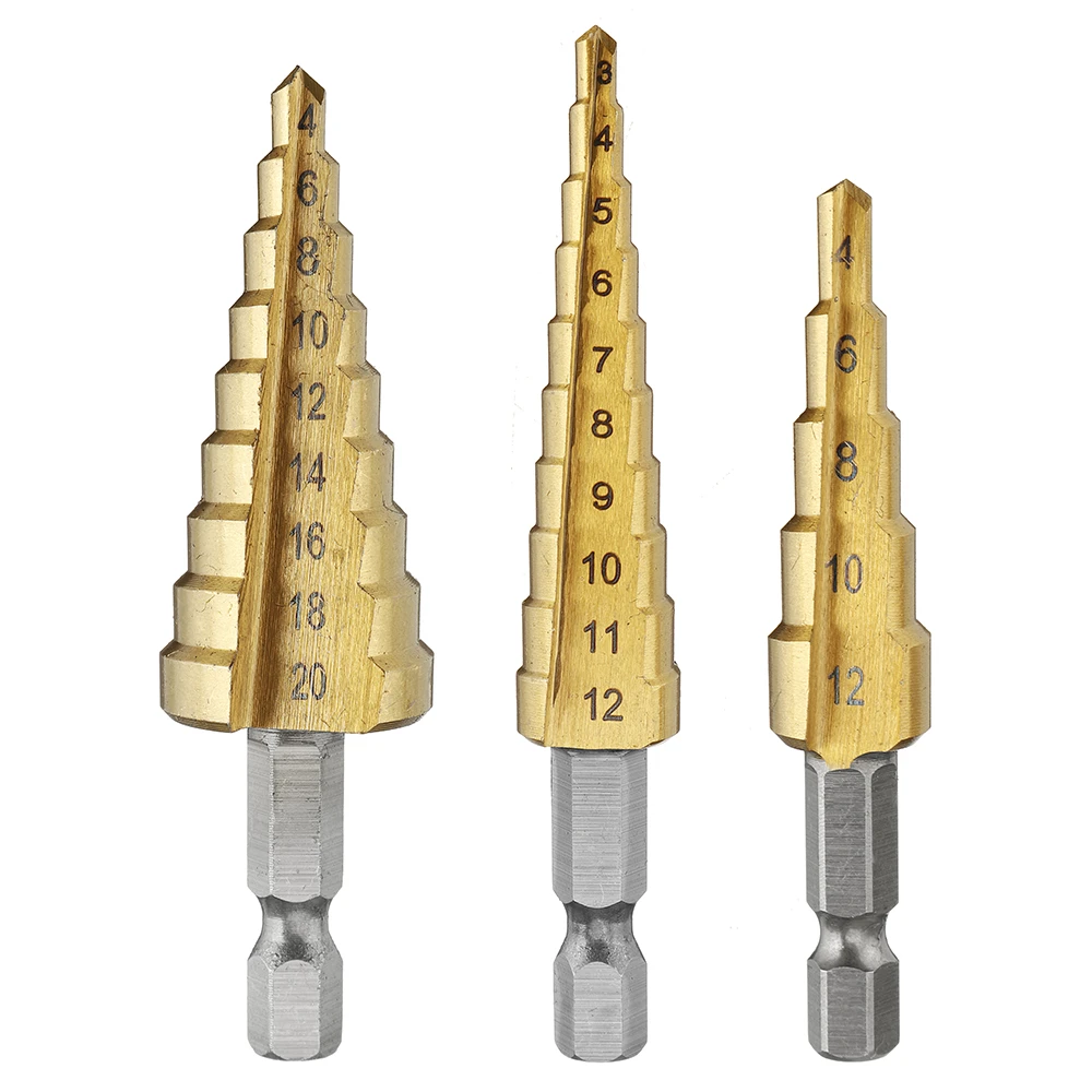 Drillpro 4-Piece Combo | Center Punch Locator & 3pc Step Drill Bits - Hex Shank - Image 5