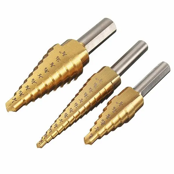 HSS Titanium Step Drill Bit Set - 3 Piece | 1/8 to 3/4 Inch Hole Cutter - Image 2