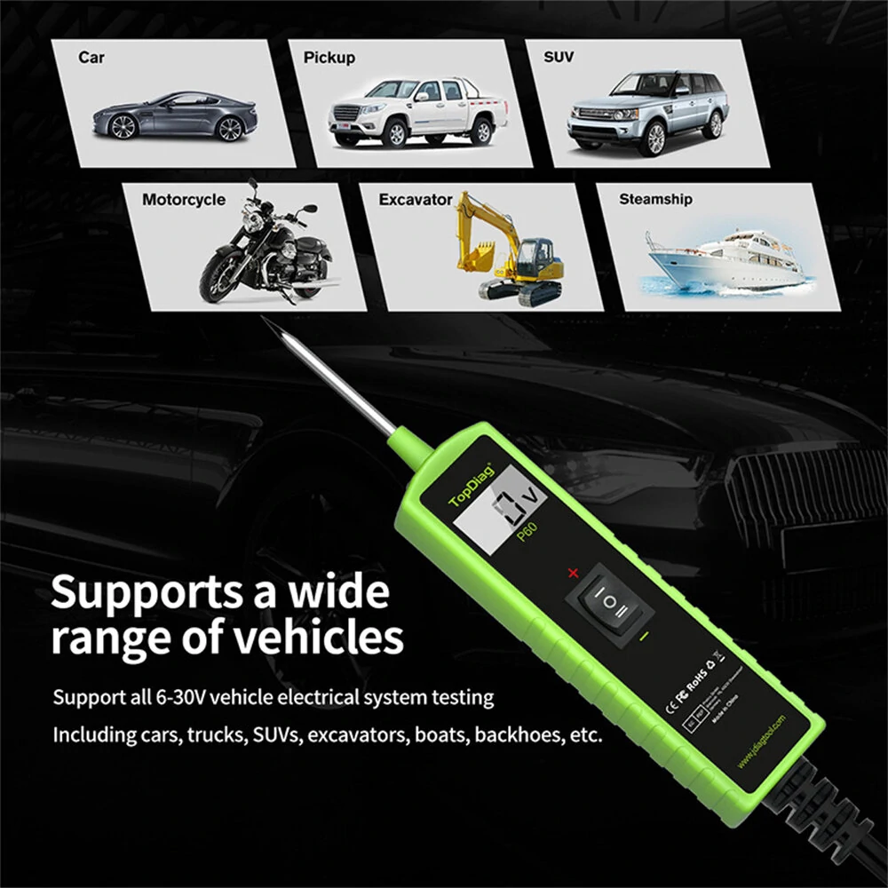 JDiag P60 Automotive Circuit Tester | 0.3-70V Voltage & Diode Tester | Multi-Use Vehicle Diagnostic Tool - Image 5