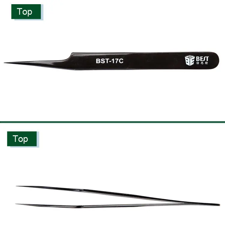 BEST BST-17C Anti-Magnetic Tweezers | 302 Stainless Steel Clamp & Precision Tip - Image 3