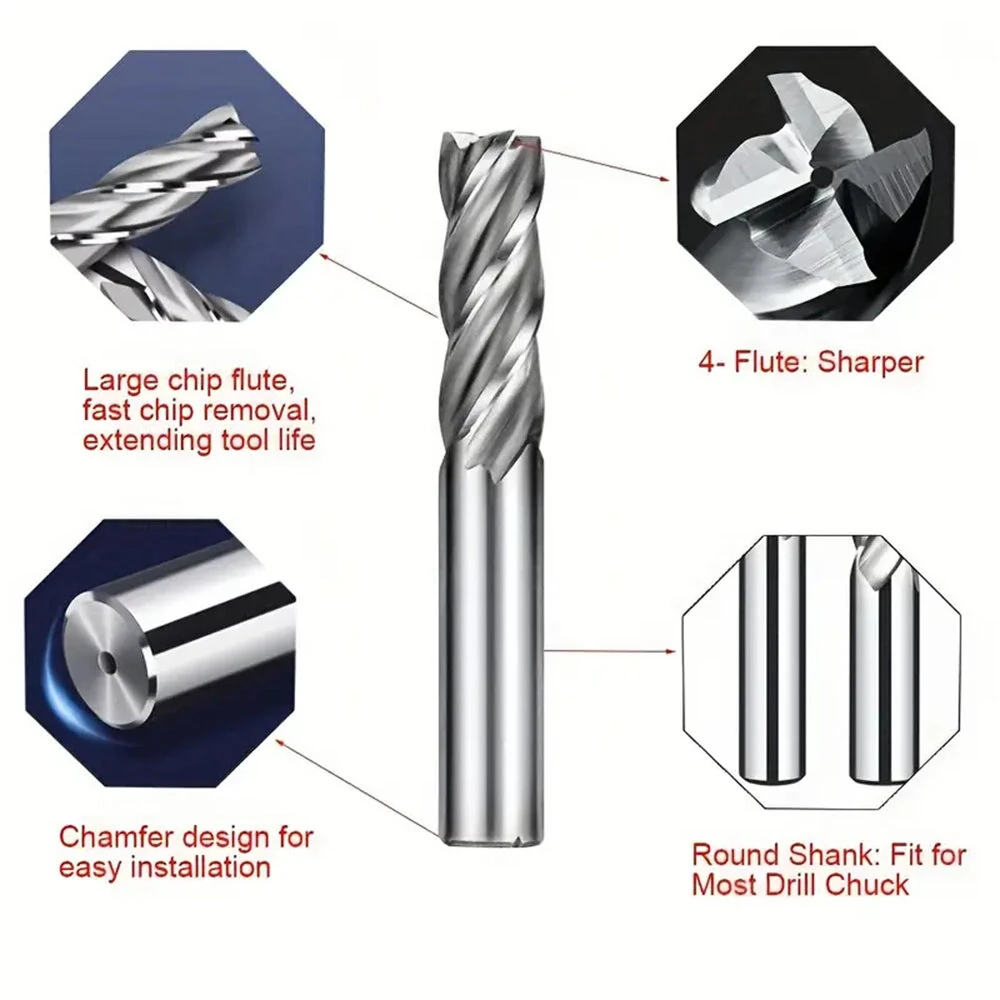 10PCS 4 Flutes End Mill Bits | 2-12mm Straight Shank | For Wood Steel Titanium - Image 5