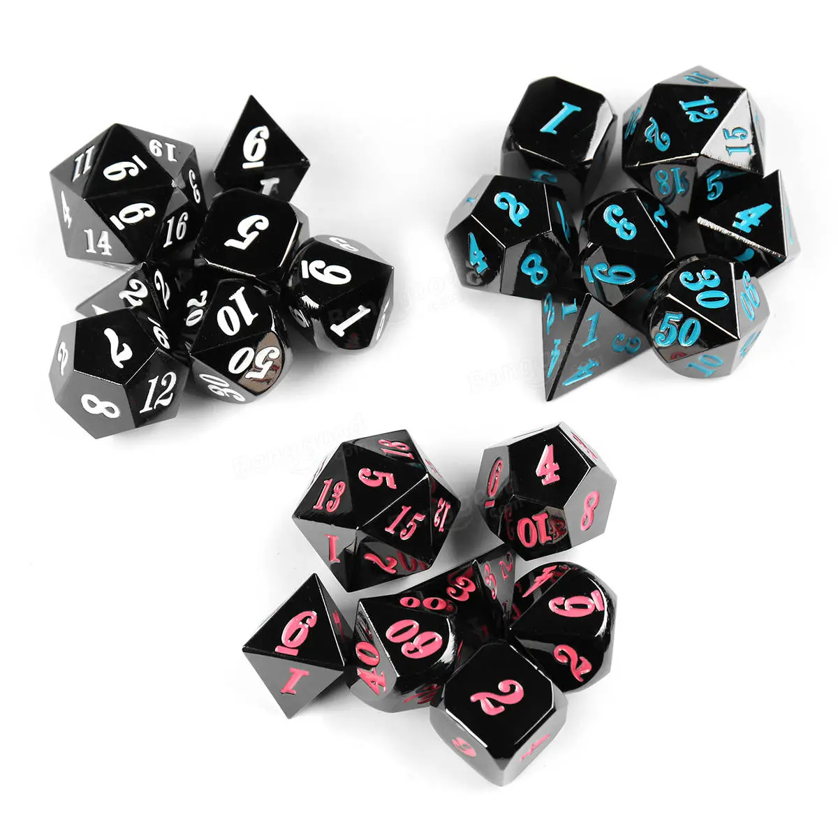 7Pcs Zinc Alloy Polyhedral Dice Set | Multi-Sided RPG Dice with Bag - Image 3