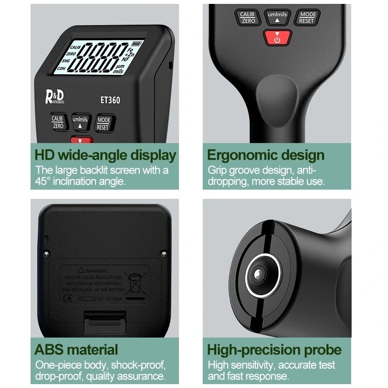 ET360 Fe/NFe Fe+Zn Paint Thickness Meter | 0-1500µm High Precision Gauge - Image 4