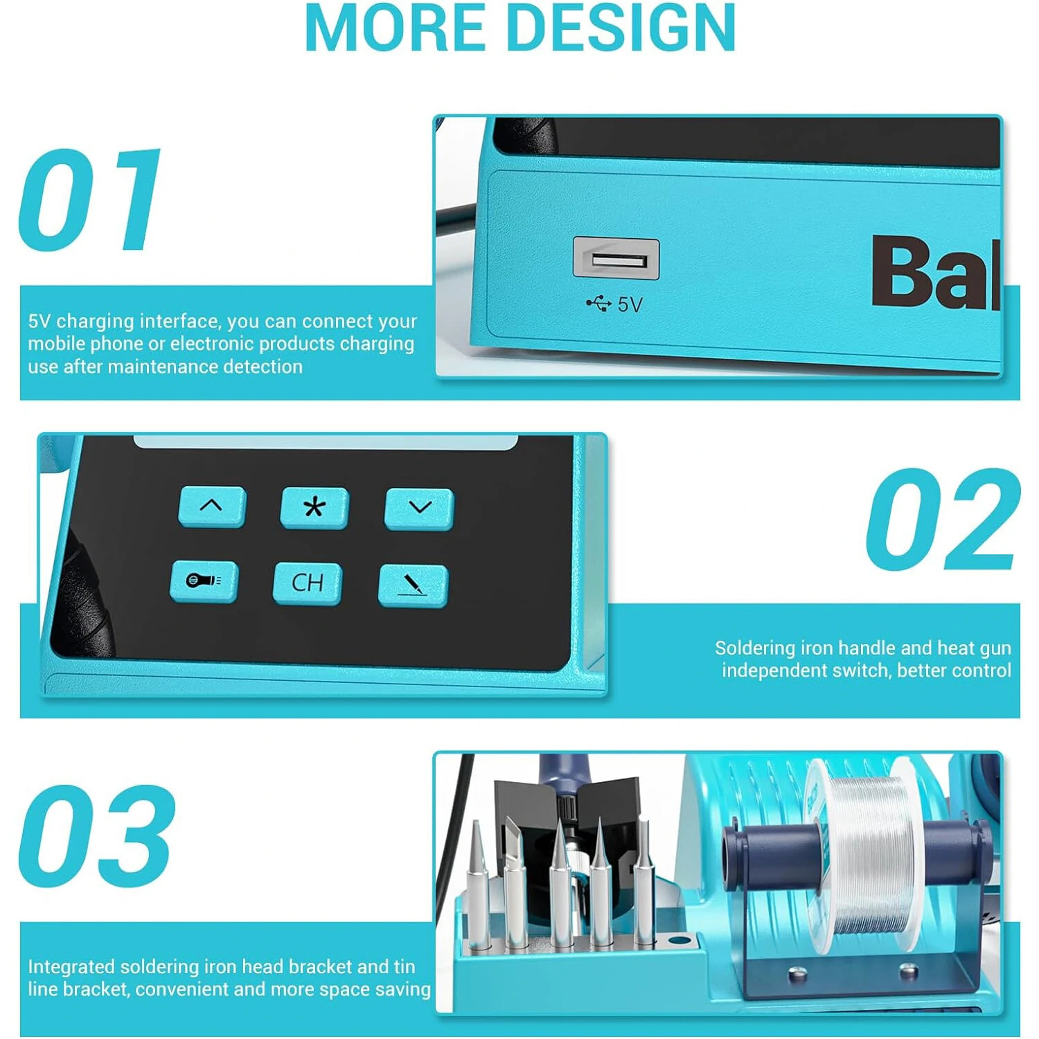 BK602S 2-in-1 Soldering & Hot Air Rework Station | 90W LCD PID Control | ESD Safe - Image 4