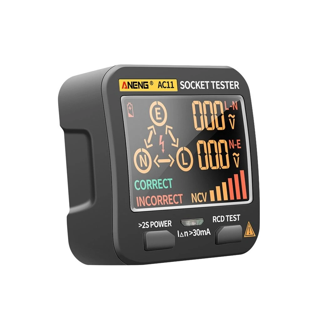 ANENG AC11 Socket Tester | LED Screen Phase Polarity & Voltage Meter 0.1-250V - Image 4