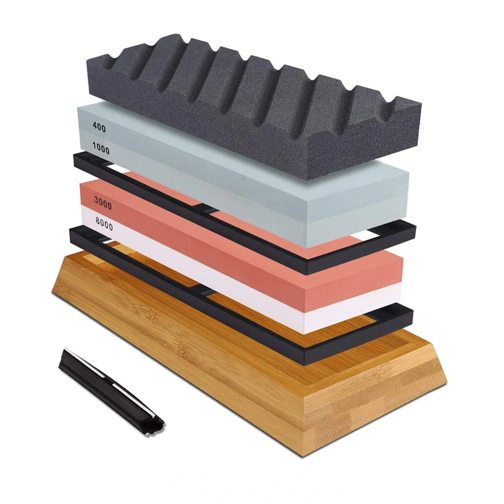 400/1000 3000/8000 Grit Whetstone - Double-Sided Sharpening Stone with Non-Slip Base & Angle Guide - Image 2