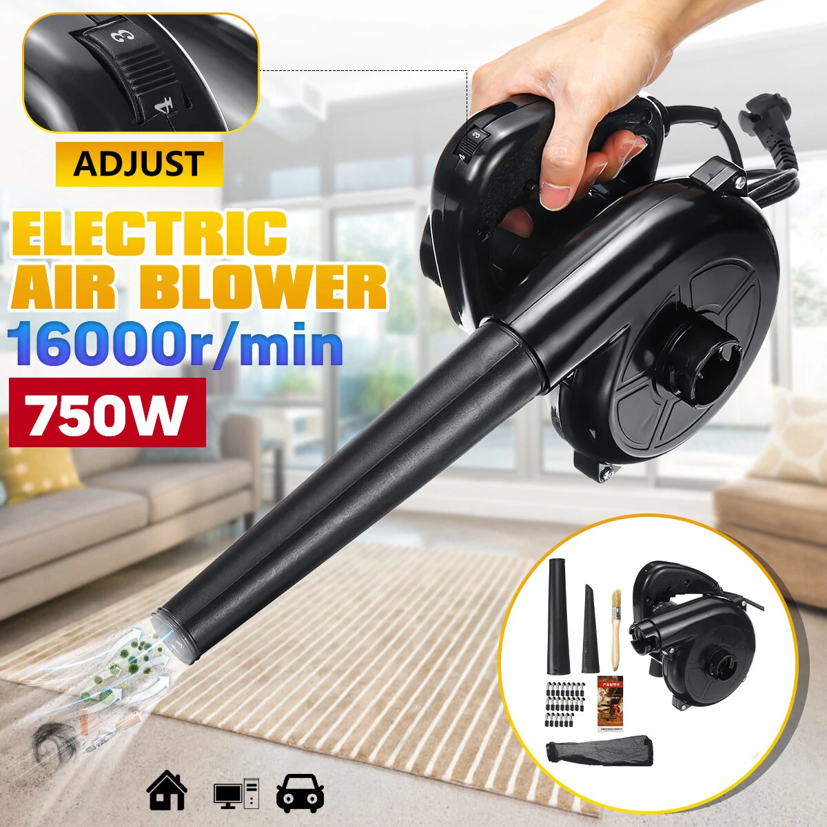 750W Electric Air Blower & Vacuum | Computer Dust Collector & Cleaner - Image 2