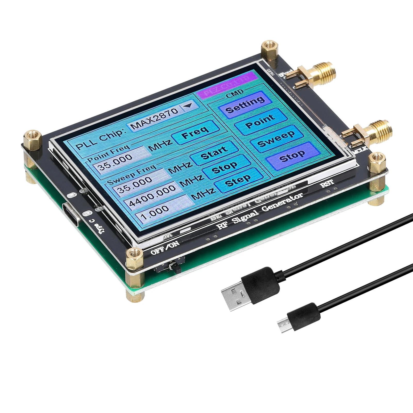 MAX2870 Signal Generator | 23.5MHz-6000MHz PLL | Touch Screen LCD Display & PC Control - Image 3