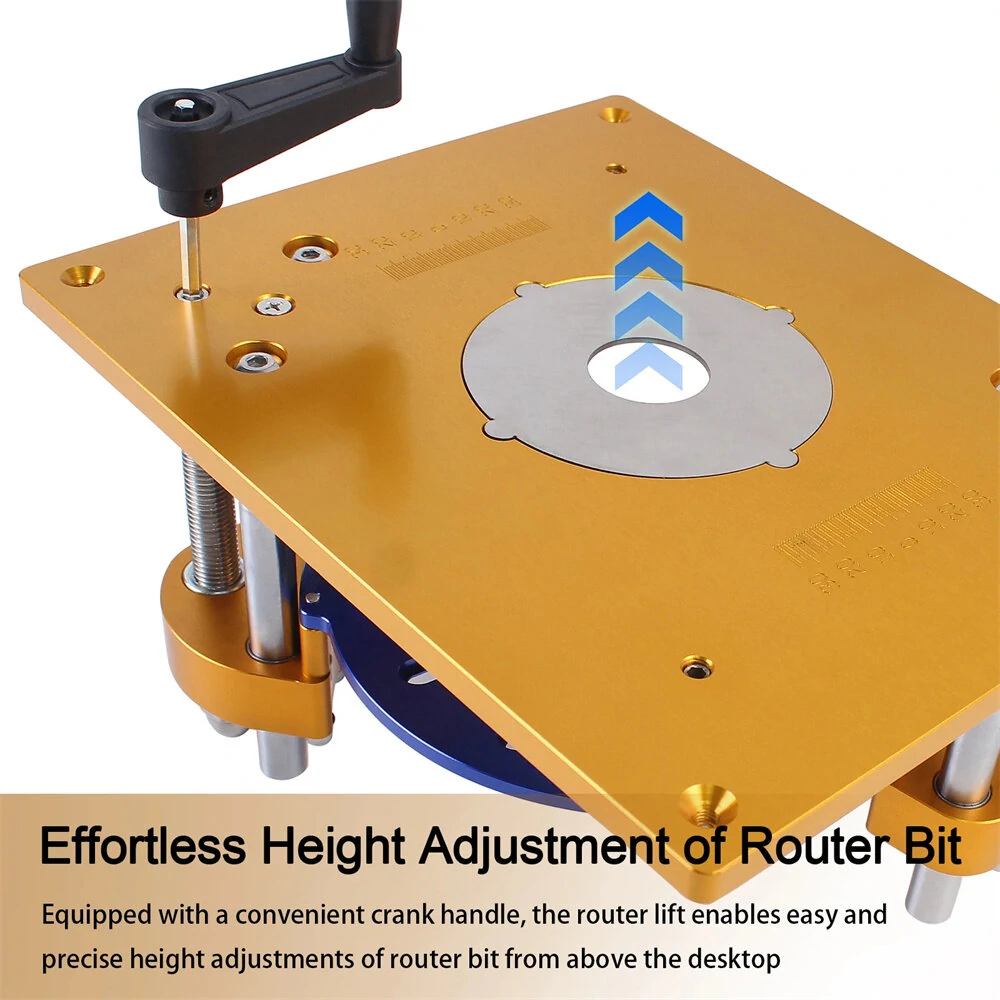 Wood Router Lift System with Insert Plate - Adjustable DIY Workbench for Carving & Trimming - Image 3