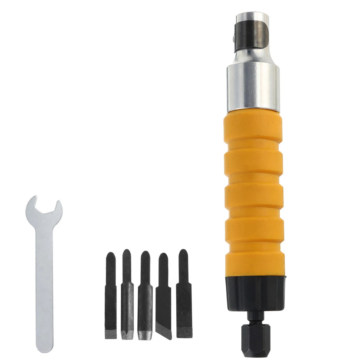 Electric Wood Carving Chisel Set - 5 Cutter Heads & Flexible Shaft for Drill - Image 2