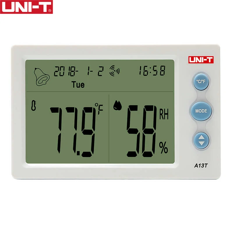 UNI-T A13T Indoor Temperature Humidity Meter | Date & Time Display | CE Certified - Image 2