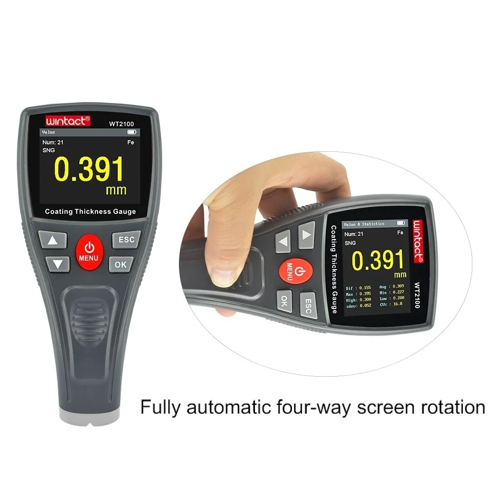 WINTACT WT2100 Digital Coating Thickness Gauge | Handheld Paint Meter with Data Logger - Image 3