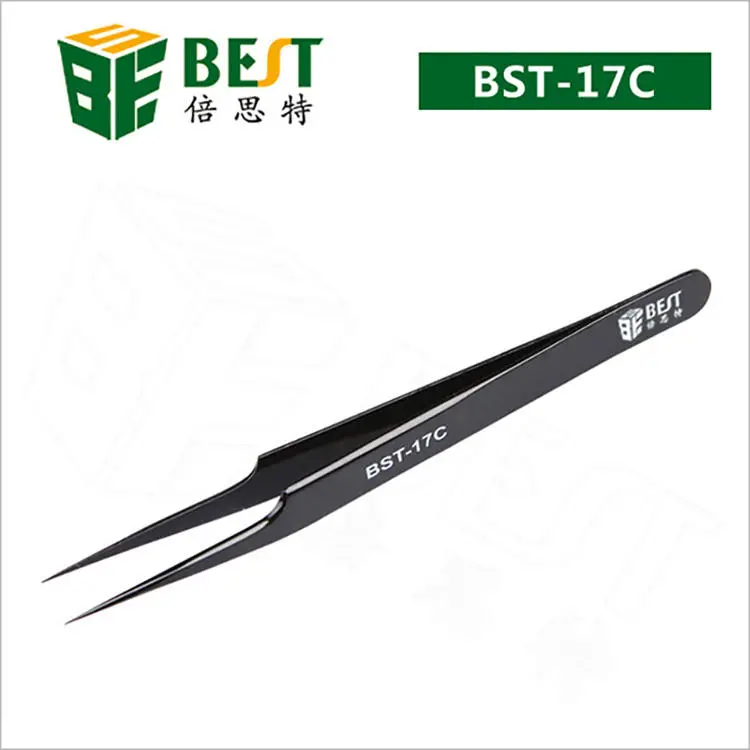 BEST BST-17C Anti-Magnetic Tweezers | 302 Stainless Steel Clamp & Precision Tip - Image 5