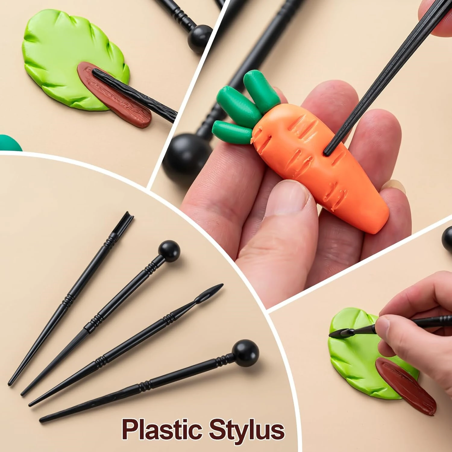 Pottery Tools Kit - 27pcs Wood & Stainless Steel Sculpting Set for Polymer Clay - Image 4