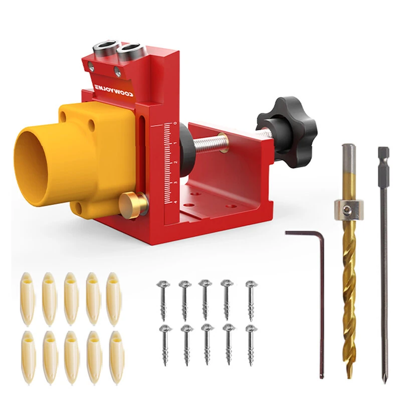 ENJOYWOOD Pocket Hole Jig Kit with Clamp & Hole Locator | 9.5mm Drill Bit & Dust Adapter - Image 2