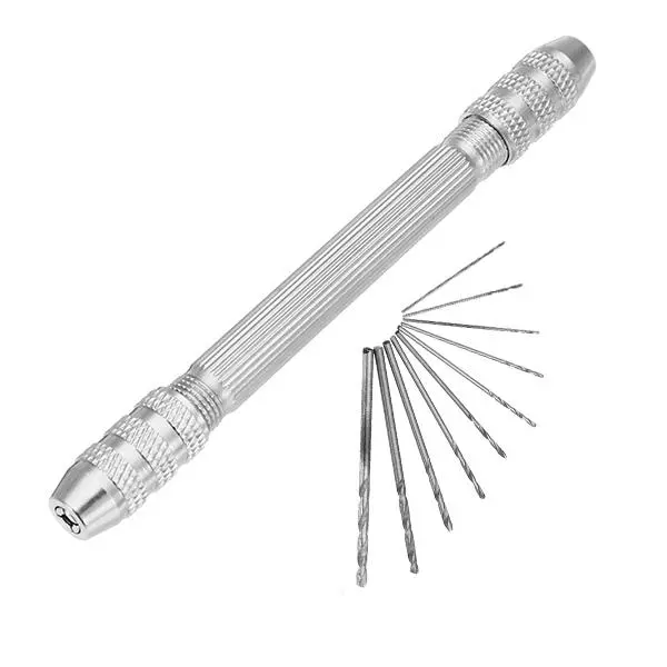 Double Head Chuck Mini Hand Drill | 0.5-3.2mm with 10pc Drill Bits Set - Image 2