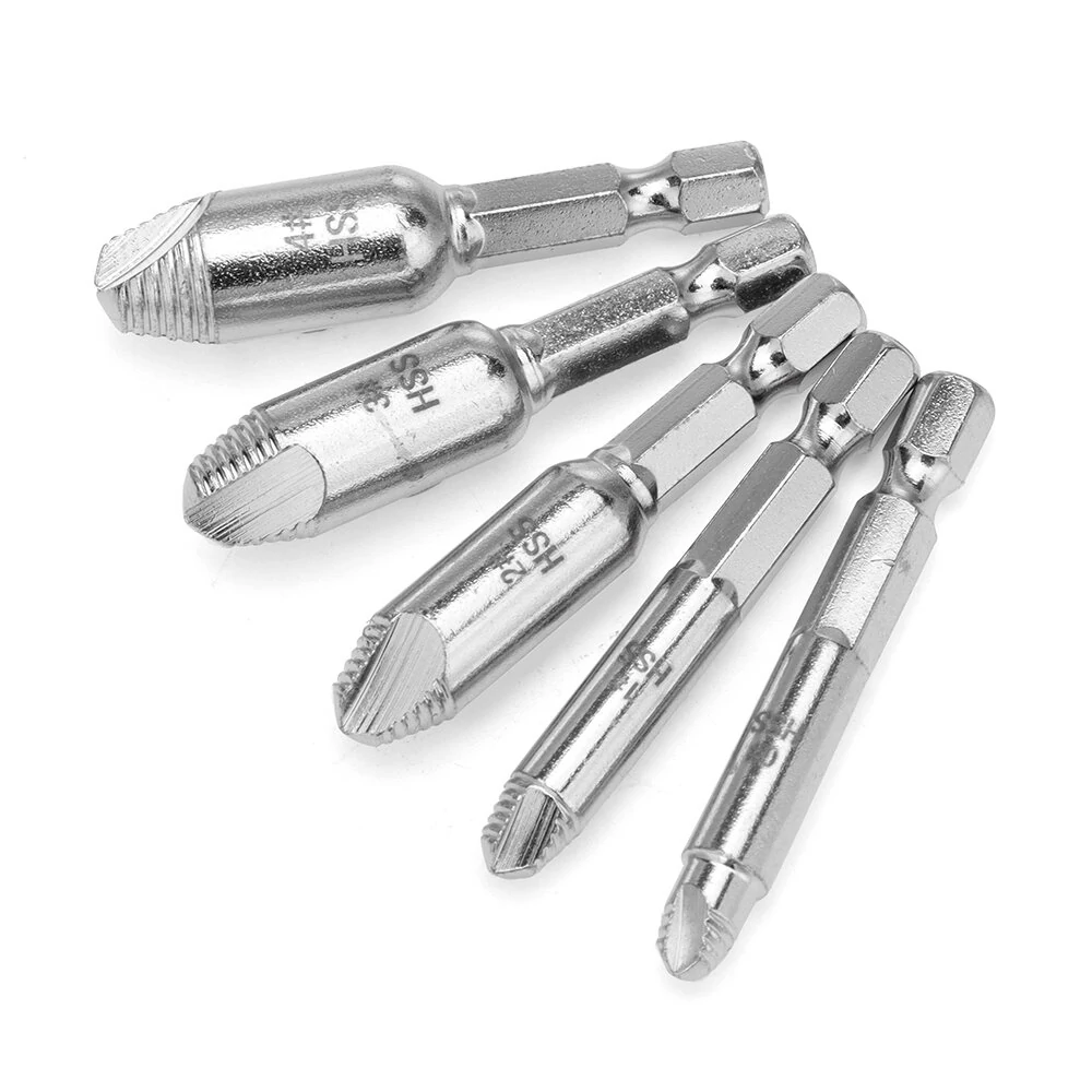 5 Piece Screw Extractor Set - Hex Shank for Stripped & Broken Screw Removal | Easy Puller Tool - Image 3