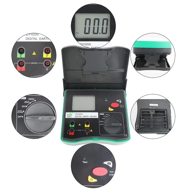 DUOYI DY4200 Digital Earth Ground Resistance Tester | 0-2000 Ohm Megohmmeter with LCD Backlight - Image 2