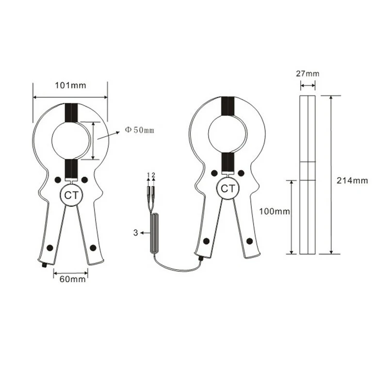 FR050 Clamp Current Sensor - 0-1000A AC High Precision Converter | Harmonic Detection - Image 3