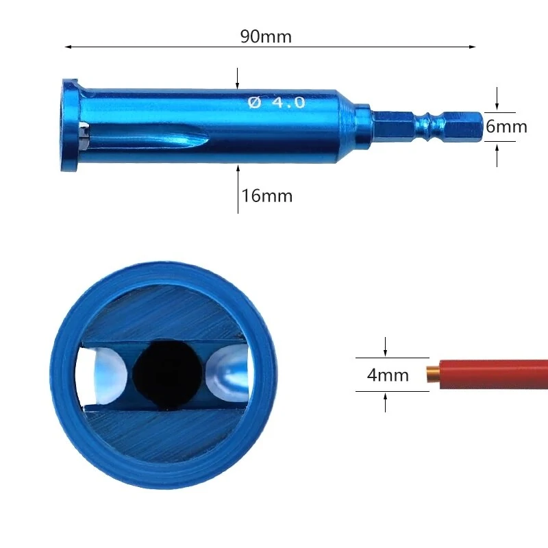 2.5/4mm Square Electrical Cable Stripper | 2-5 Holes | 1/4 Hex Shank Tool - Image 4