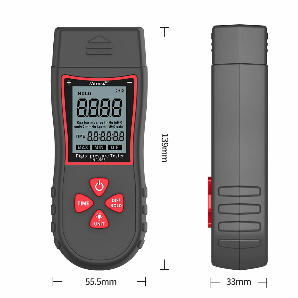 Noyafa NF-565 Digital Manometer | HVAC Air Differential Pressure Gauge | 11 Units & Backlight - Image 5
