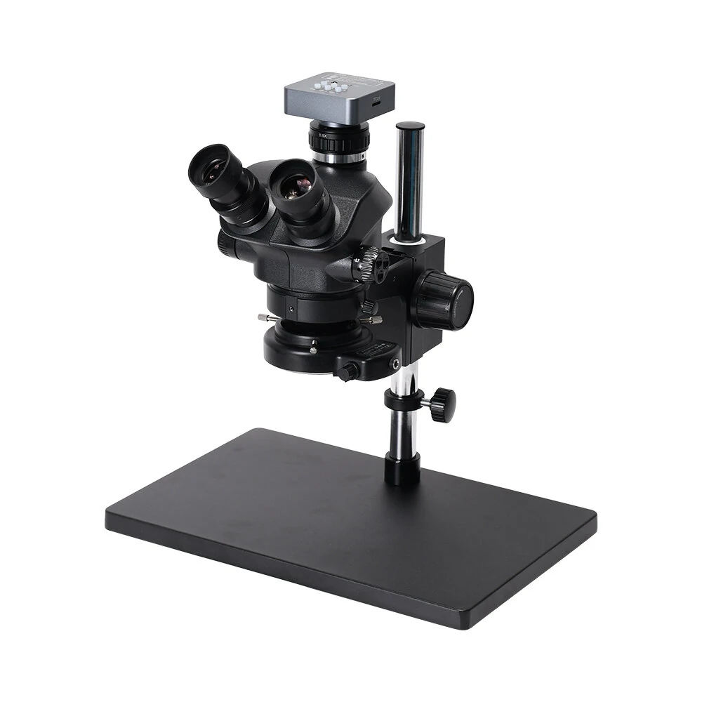 AmScope 48MP 3.5X-100X Trinocular Stereo Microscope | Zoom Lens & Large Stand - Image 5