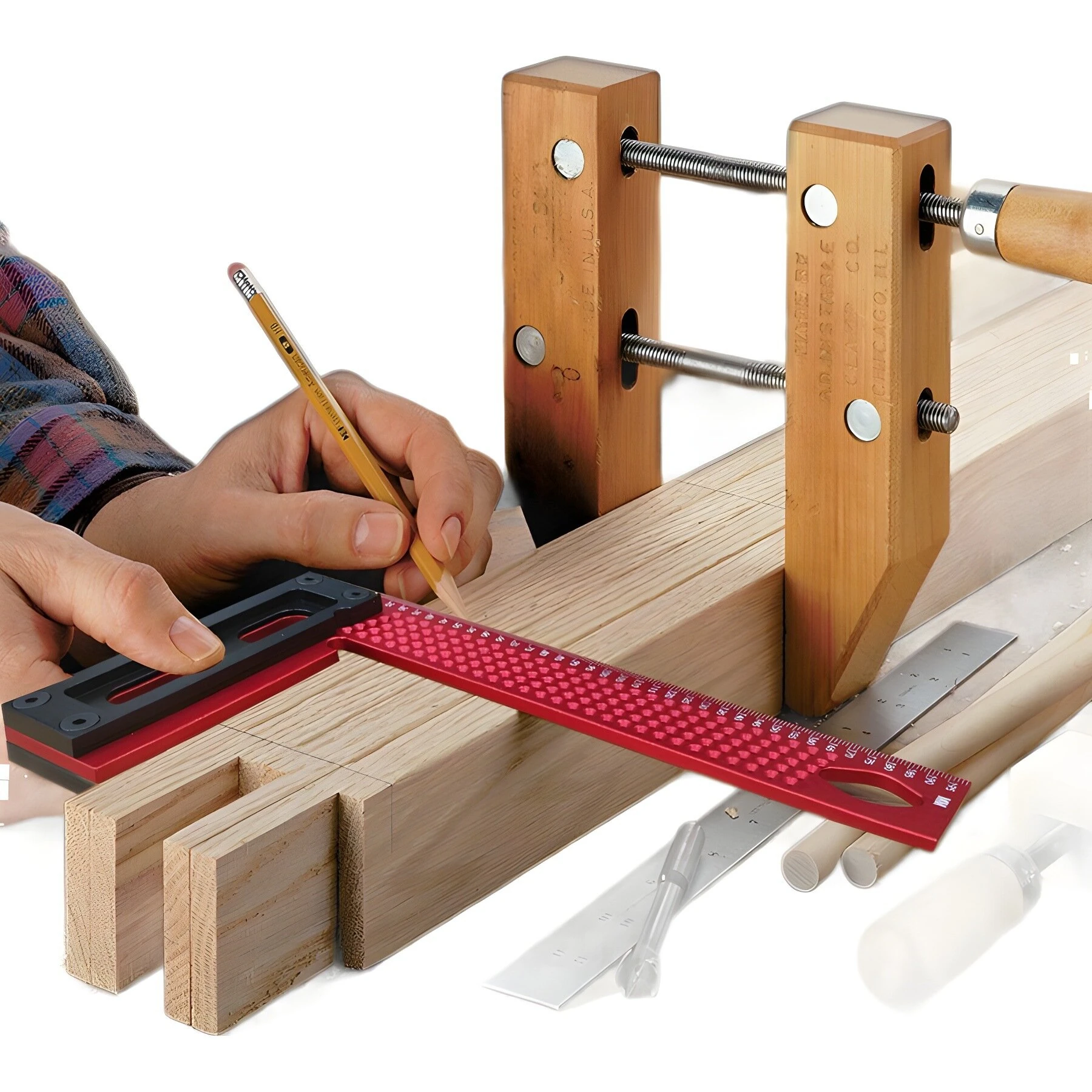 Carpenter L Square Ruler - 200mm/300mm Metric Right Angle Tool for Layout & Measuring - Image 3