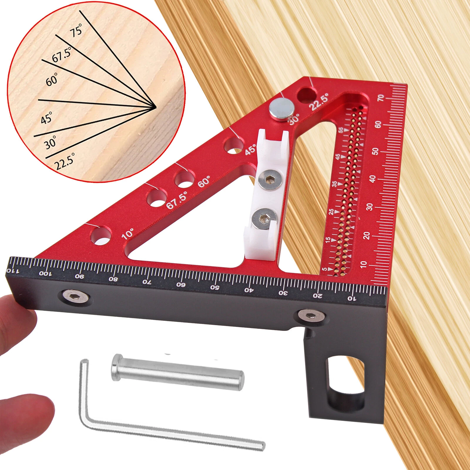 Carpenter 3D Multi-angle Measuring Ruler | Precision Woodworking Tool & Hole Scriber - Image 3