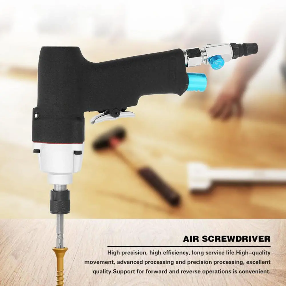 Industrial Pneumatic Reversible Screwdriver - 5H 1/4 inch Air Tool with Bit Set - Image 3