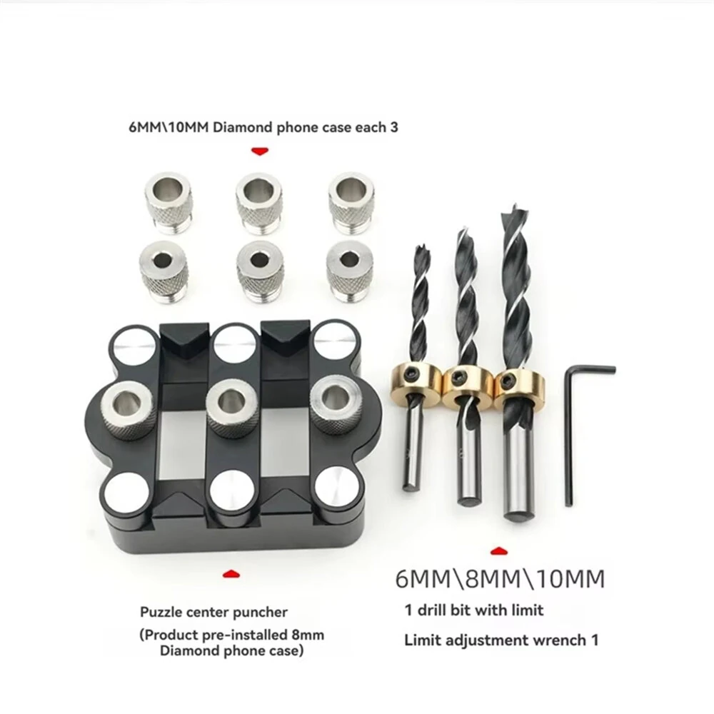 GANWEI Self Centering Dowelling Jig - 6/8/10mm Wood Tenon Drilling Locator - Image 5