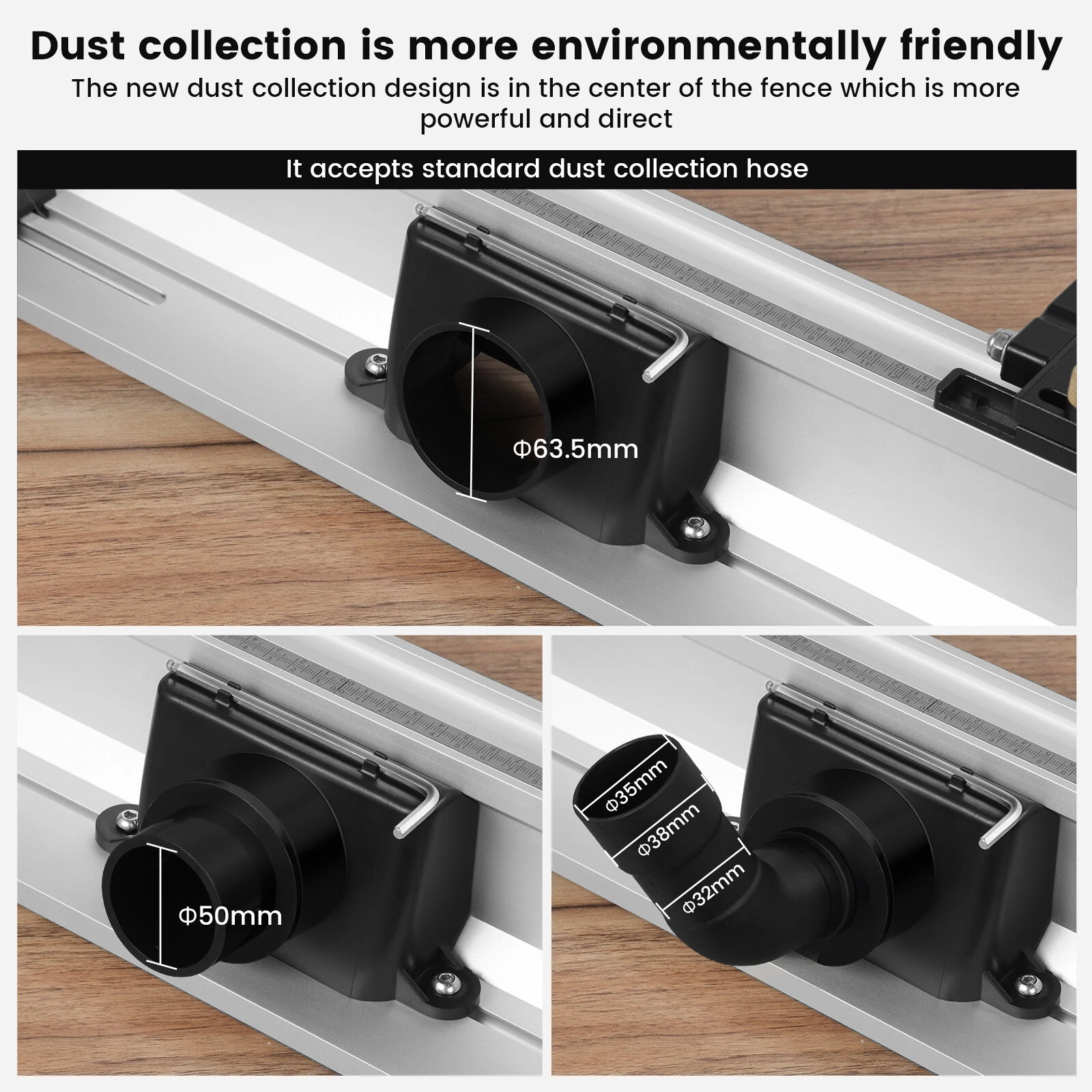 ENJOYWOOD Router Table Fence System - 700mm Aluminium Profile with Sliding Brackets & Bit Guard - Image 3