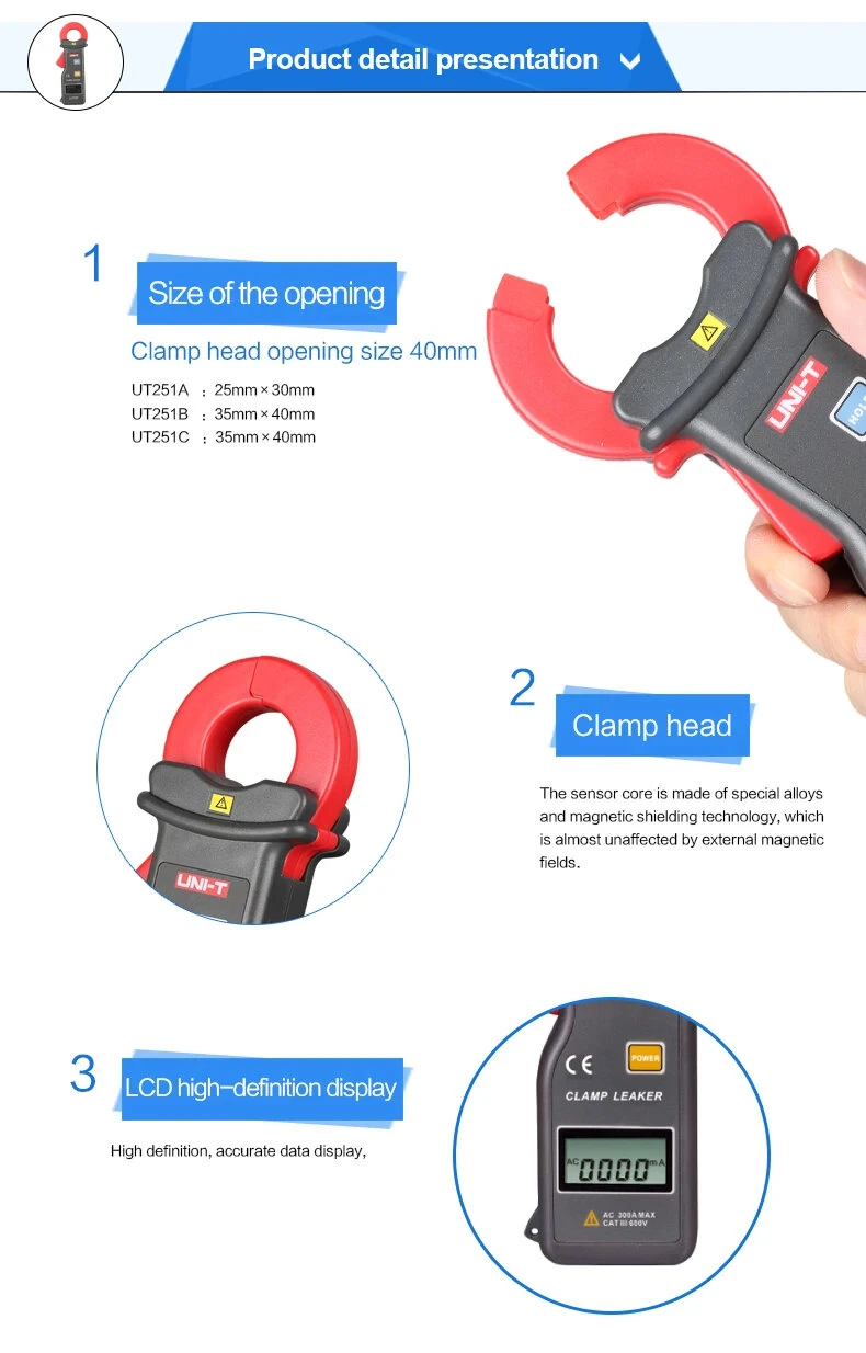 UNI-T UT251C Leak Clamp Meter - 600A High Precision Ammeter | Auto Range RS-232 - Image 5