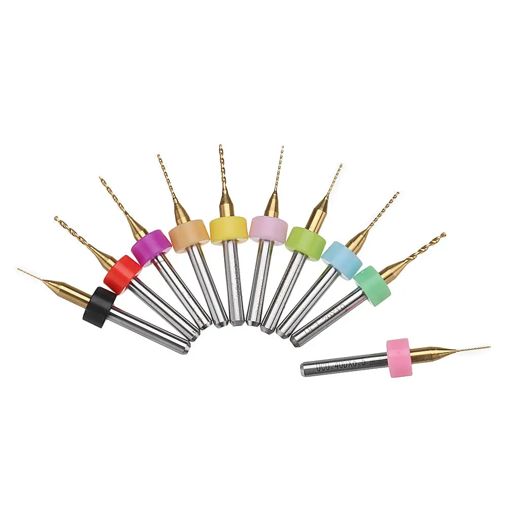 10pcs Titanium Coated PCB Drill Bit Set | 0.3-1.2mm Micro Drills - Image 2