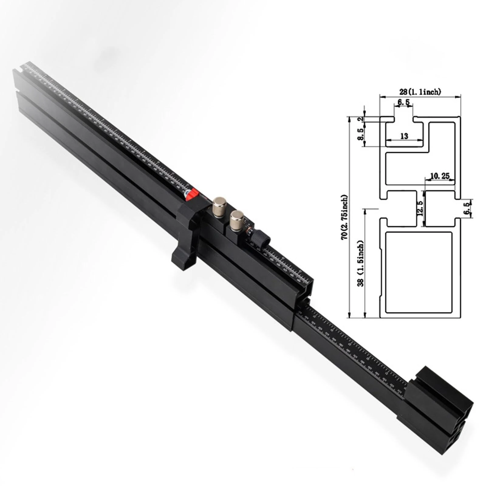 Telescoping Flip Fence Miter Gauge - 500mm to 890mm Extendable T-Slot Track - Image 2