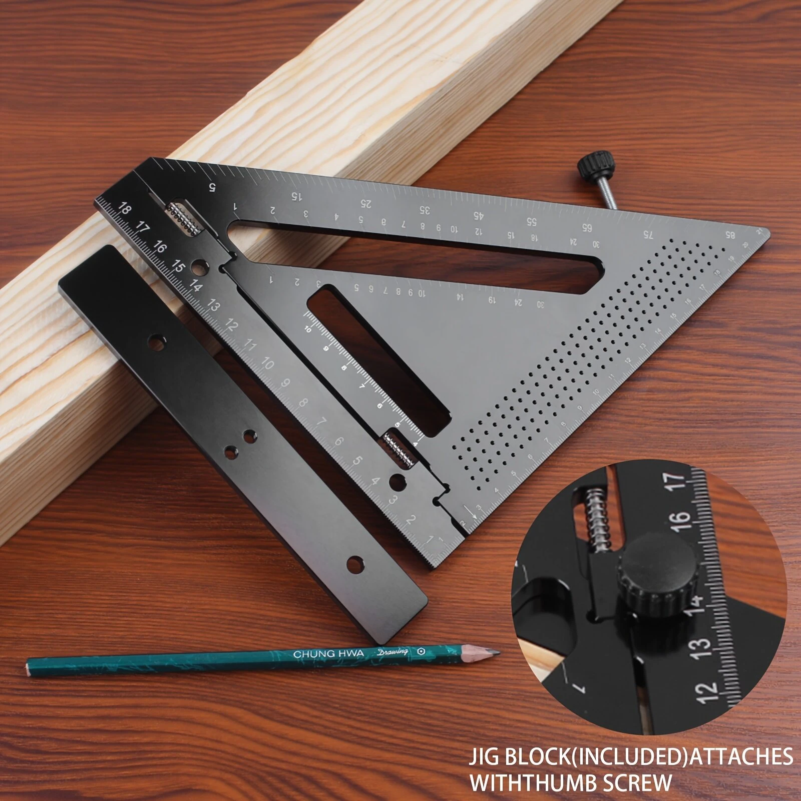 Aluminum Alloy Triangular Ruler | 7 Inch Protractor & Miter Tool for Woodworking - Image 4