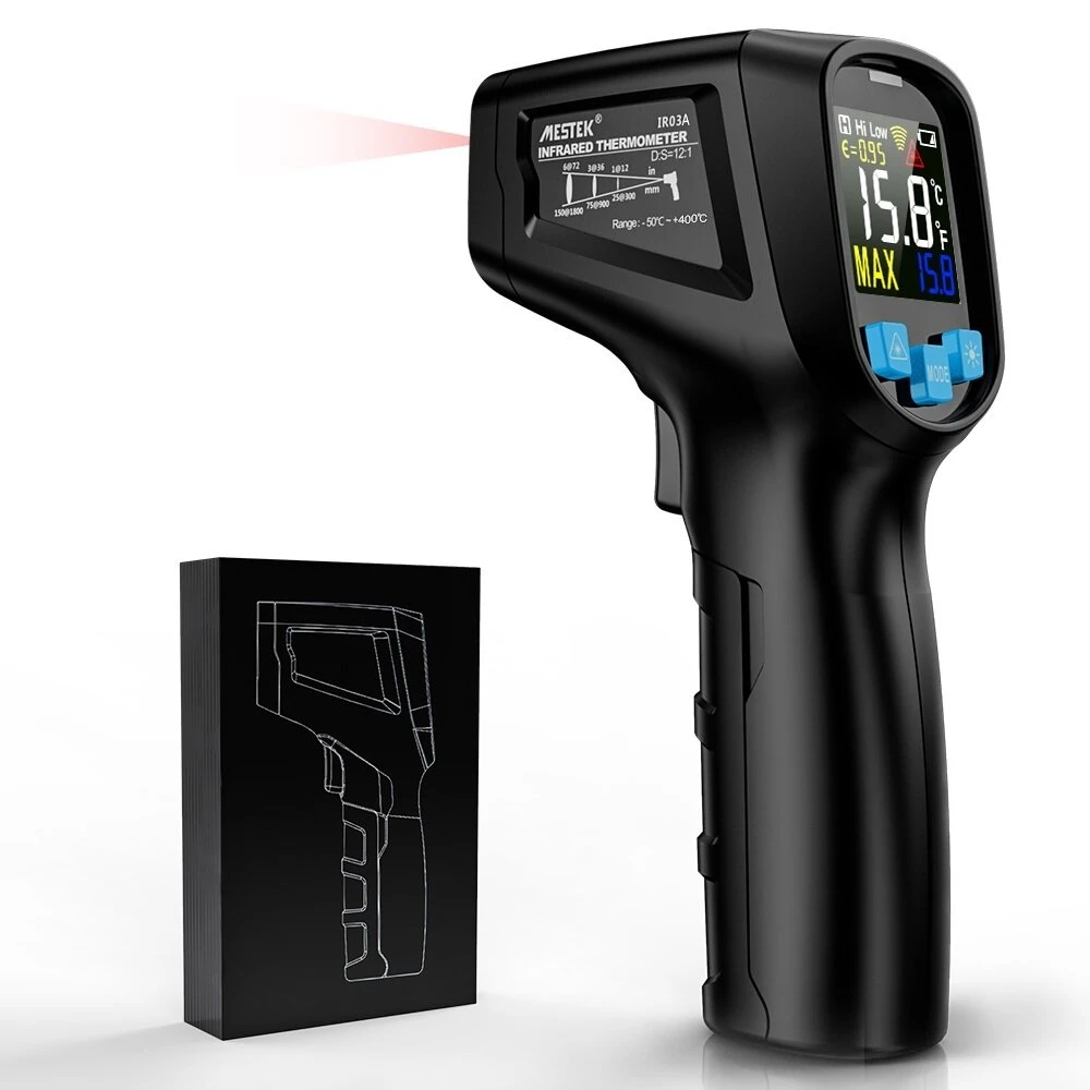Mestek IR03A/B Digital Infrared Thermometer - Non-Contact Laser Pyrometer for HVAC - Image 2