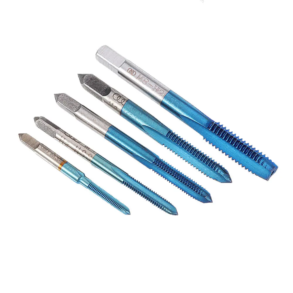 Drillpro M3-M8 Blue Coated Machine Screw Tap Set | 5Pcs Straight Flute Metric - Image 2