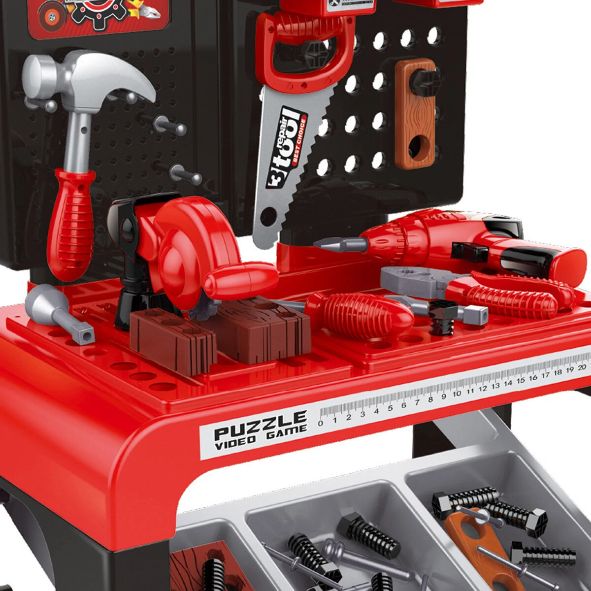 46/64Pcs Kids Tool Bench Playset | Pretend Repair Construction Toy Set - Image 5