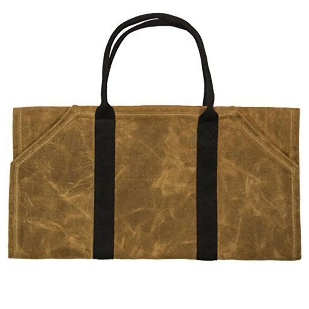 Waxed Canvas Firewood Carrier - Khaki Log Carrier Tool Bag for Fireplace - Image 4