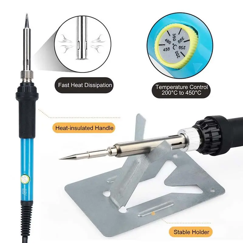 71Pcs 60W Adjustable Temperature Electric Soldering Iron Kit | Pyrography & Woodburning Tool Set - Image 2