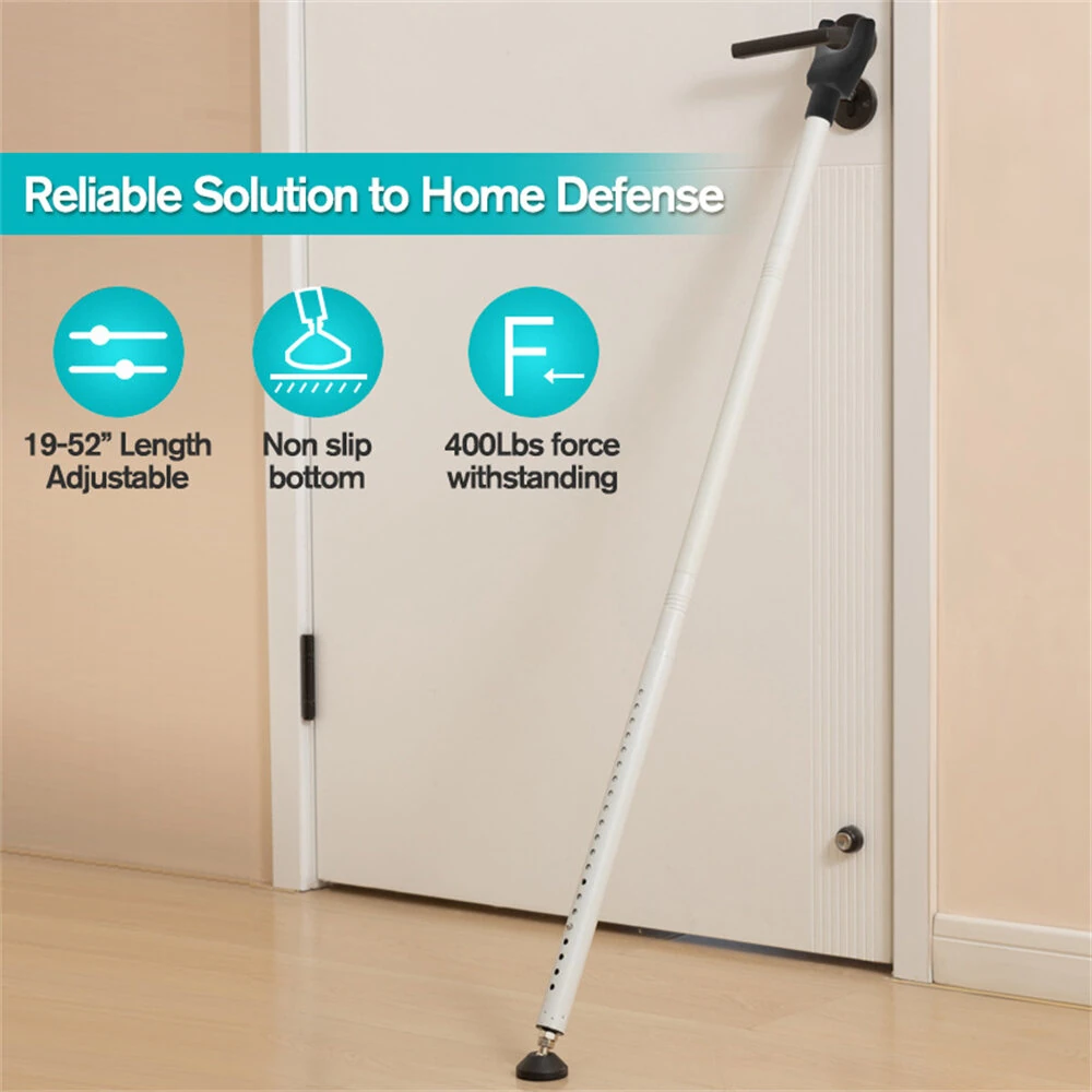 Security Door Stopper Lock Bar - 19-52 Inch Adjustable Length - Heavy Duty Anti Slip Base for Sliding Doors - Image 2
