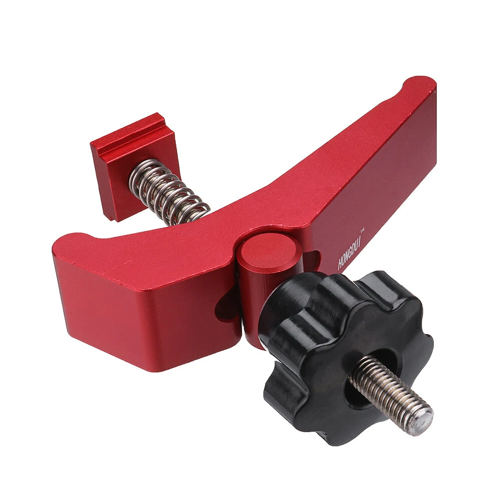 HONGDUI Red Quick-Acting T-Slot Clamp Set - Aluminum Alloy Hold Down for Woodworking Table - Image 3
