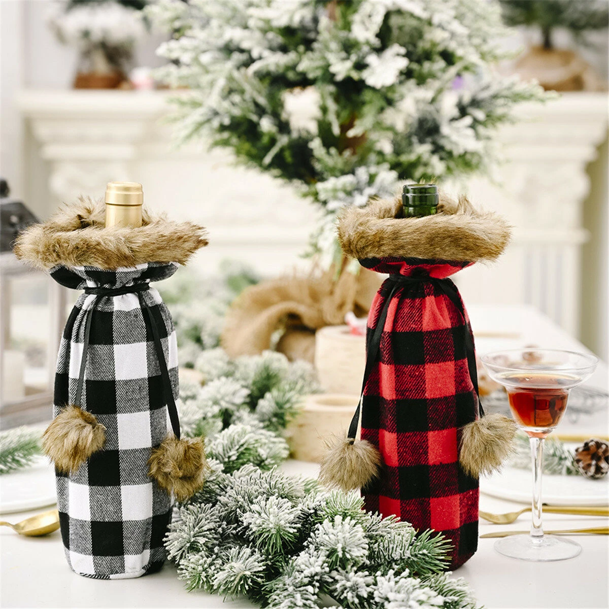 Christmas Wine Bottle Sweater - Santa Coat Design with Collar & Buttons | Xmas Party Decor Gift - Image 4