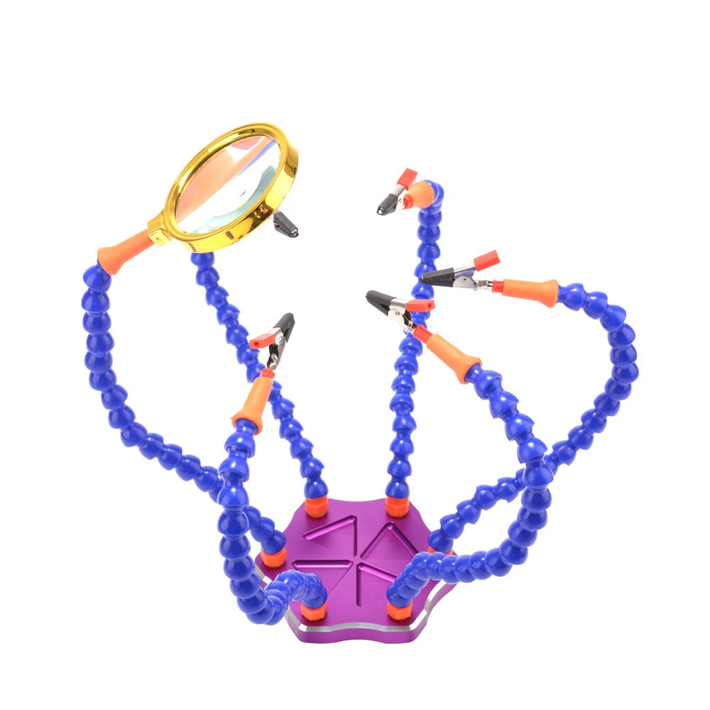 Multi Welding Aid Hand Bracket - 6-Jaw Fixture with 6 Flexible Arms & USB Fan Magnifier - Image 2